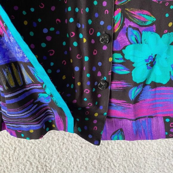 VTG 90s L.Lawrence 100% Rayon 2‎ Piece Set Suit Wide Leg Pants Blouse 2X Multi - Picture 3 of 12